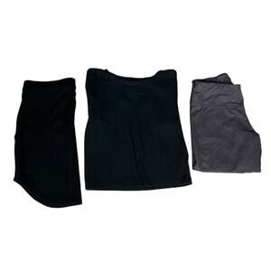 Bundle Mini Skirt Black Small Crop Top Black Medium Capri Leggings Small Gray